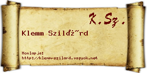 Klemm Szilárd névjegykártya