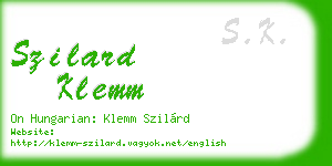 szilard klemm business card